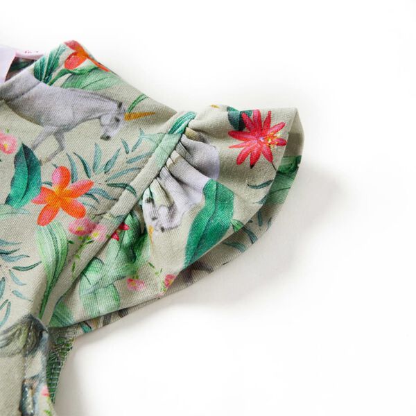 Vaikiška suknelė laisvomis rankovėmis, šviesi chaki, 140 dydžio