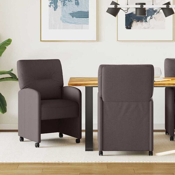 vidaXL Valgomojo Kėdės su Ratukais 2 pcs Tamsiai ruda 57 x 67 x 95 cm