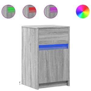 vidaXL Naktinės spintelės su LED lemputėmis, 2vnt., pilkos, mediena