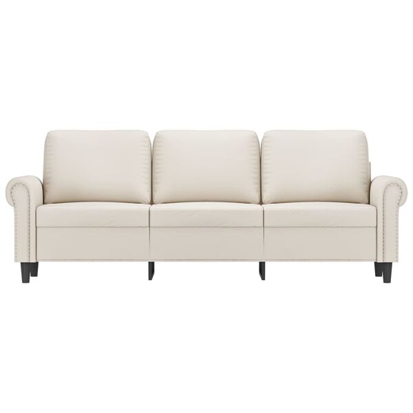 vidaXL Trivietė sofa, kreminės spalvos, 180cm, dirbtinė oda
