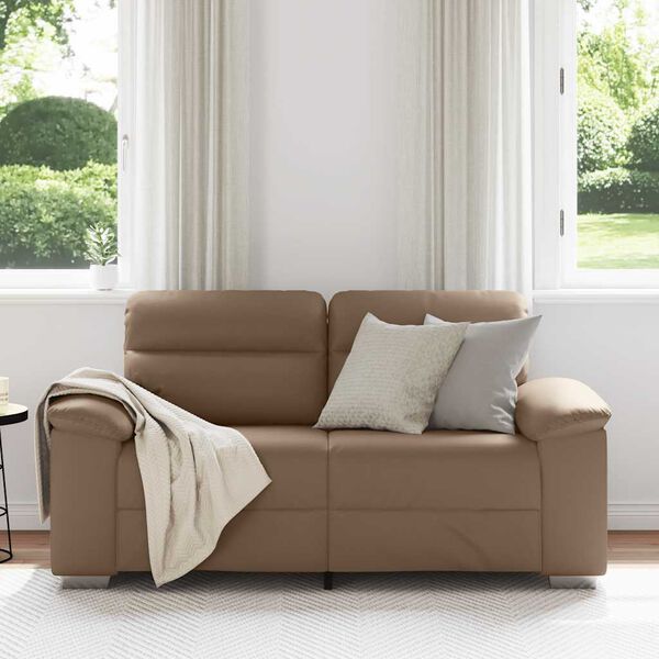 vidaXL Dvivietė sofa, kapučino spalvos, 160x81x84 cm, dirbtinė oda
