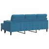 vidaXL Trivietė sofa su pakoja, mėlynos spalvos, 180cm, aksomas