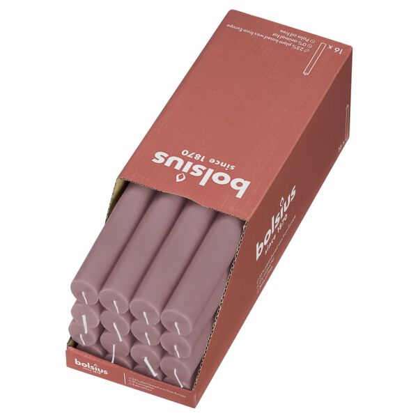 Bolsius Stalo žvakės Shine, 16vnt., pelenų rožinės spalvos, 27cm