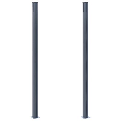 vidaXL Tvoros stulpai, 2vnt., tamsiai pilki, 185cm, aliuminis