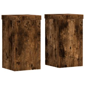vidaXL Stovai augalams, 2vnt., dūminiai, 10x10x18cm, apdirbta mediena