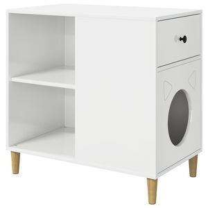 vidaXL Katės namelis Blizgus baltas 72 x 42,5 x 70 cm Apdirbta mediena