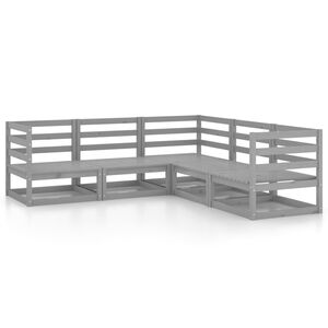 vidaXL Sodo poilsio baldų komplektas, 5 dalių, pilkas, pu&scaron;ies masyvas