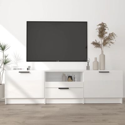 vidaXL Televizoriaus spintelė, balta, 140x35x40cm, mediena, blizgi