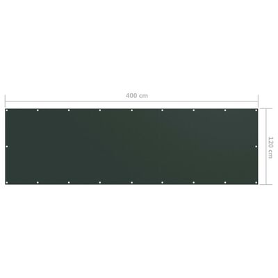 vidaXL Balkono pertvara, tamsiai žalia, 120x400cm, oksfordo audinys