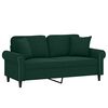 vidaXL Dvivietė sofa su pagalvėlėmis, tamsiai žalia, 140cm, aksomas