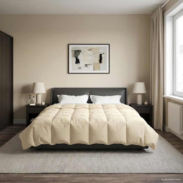 vidaXL Vasaros antklodė Tik&scaron;tas Kreminė 220 x 260 cm Mikropluo&scaron;tas