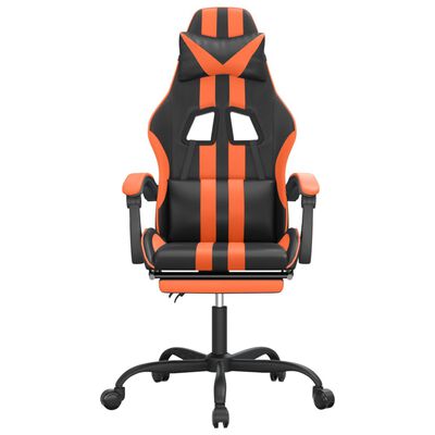 vidaXL Pasukama žaidimų kėdė su pakoja, juoda/oranžinė, dirbtinė oda
