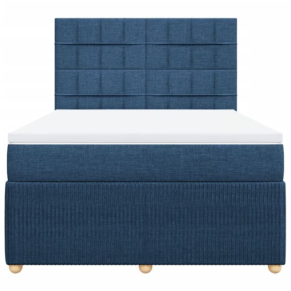 vidaXL Lova su spyruoklėmis ir čiužiniu, mėlyna, 160x200 cm, audinys