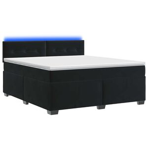 vidaXL Lova su čiužiniu ir LED ap&scaron;vietimu Juoda 140 x 190 cm Aksomas