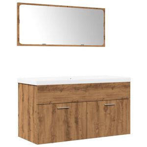 vidaXL Vonios baldų komplektas, 3 dalių, artisano, apdirbta mediena