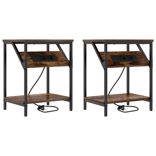 vidaXL &Scaron;alia lovos spintelė 2 pcs Rūkyta ąžuolas 38 x 30 x 48 cm