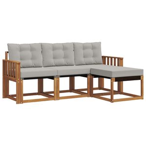 vidaXL Lauko sofos komplektas 4 pcs Natūrali ir &scaron;viesiai pilka