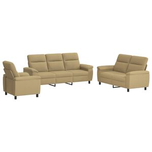 vidaXL Sofos komplektas 3 pcs &Scaron;viesiai rudas Audinys