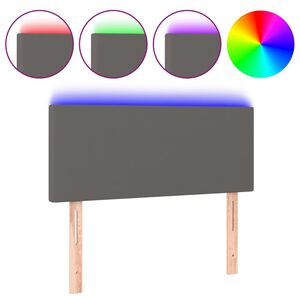 vidaXL Galvūgalis su LED, pilkos spalvos, 80x5x78/88cm, dirbtinė oda