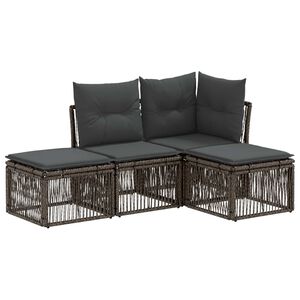 vidaXL Sodo Sofų Rinkinys 4 pcs Pilka poliratanas