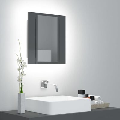 vidaXL Veidrodinė vonios spintelė su LED, pilka, 40x12x45cm, akrilas
