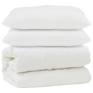 vidaXL Antklodė su pagalve 3 pcs Balta Mikropluo&scaron;tas