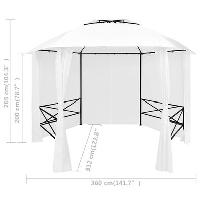 vidaXL Sodo palapinė su užuolaidomis, balta, 360x312x265cm, 180g/m²