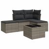 vidaXL Sofos komplektas su pagalvėlėmis, 5 dalių, pilkas, poliratanas
