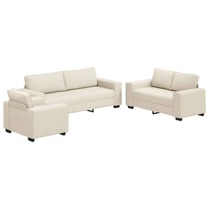 vidaXL Sofa 3 vnt. Smėlio Lino mi&scaron;inio audinys