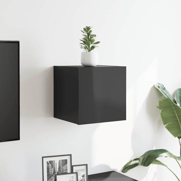 vidaXL Sieninė televizoriaus spintelė, pilka, 30,5x30x30cm, blizgi