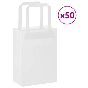 vidaXL Popieriniai mai&scaron;eliai, 50vnt., su rankenomis, baltas, 15x8x21cm