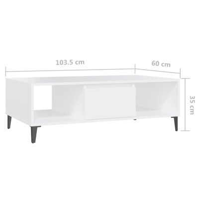 vidaXL Kavos staliukas, baltos spalvos, 103,5x60x35cm, MDP