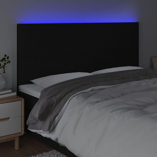 vidaXL Galvūgalis su LED, juodos spalvos, 160x5x118/128cm, audinys