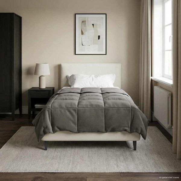 vidaXL Pilna metų antklodė &Scaron;viesiai pilka 155 x 220 cm Mikropluo&scaron;tas