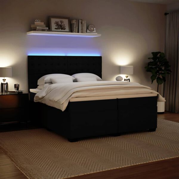 vidaXL Lova su spyruoklėmis ir čiužiniu, juoda, 200x200 cm, aksomas