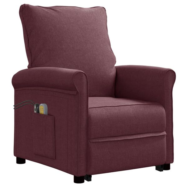 vidaXL Atsistojantis masažinis krėslas, violetinės spalvos, audinys