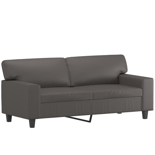 vidaXL Dvivietė sofa su pagalvėmis, pilka, 140cm, dirbtinė oda