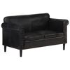 vidaXL Dvivietė sofa, juodos spalvos, tikra oda