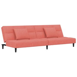 vidaXL Dvivietė sofa-lova su dvejomis pagalvėmis, rožinė, aksomas