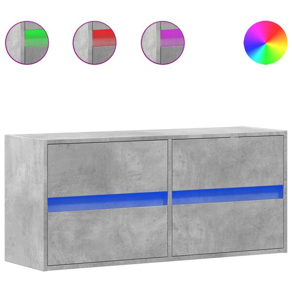 vidaXL Sieninė TV spintelė su LED lemputėmis, betono, 100x31x45cm