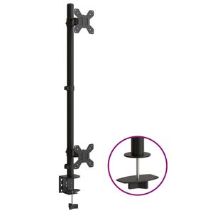 vidaXL Dvigubas monitoriaus stovas, juodas, plienas, VESA 75/100mm