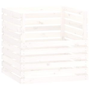 vidaXL Komposto dėžė, balta, 80x80x78cm, pu&scaron;ies medienos masyvas