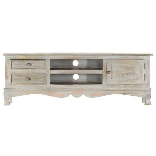 vidaXL Televizoriaus spintelė, pilka, 120x30x42cm, mango masyvas