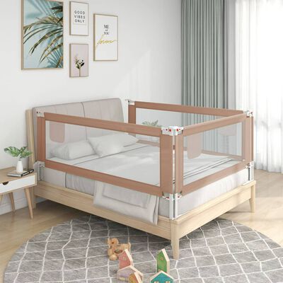 vidaXL Apsauginis turėklas vaiko lovai, taupe, 160x25cm, audinys