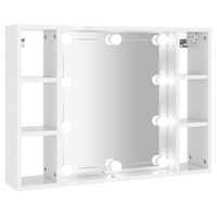 vidaXL Veidrodinė spintelė su LED, balta, 76x15x55cm, blizgi