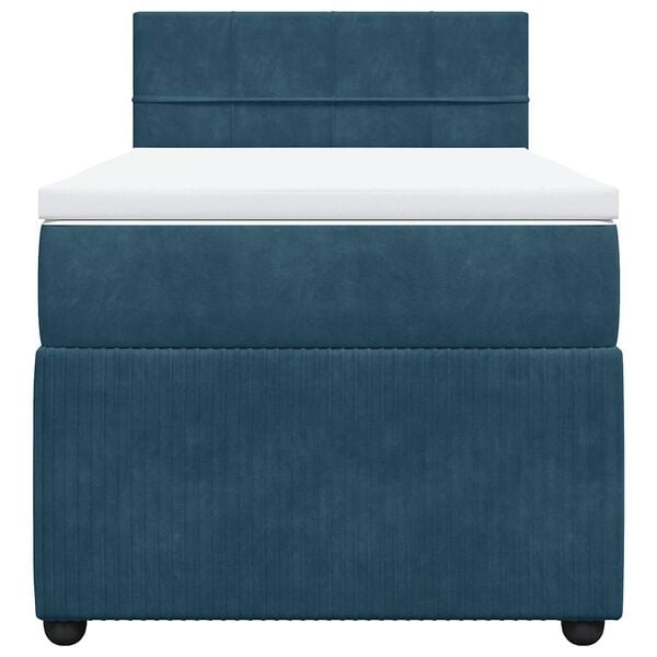 vidaXL Lova su spyruoklėmis ir čiužiniu, mėlyna, 80x200cm, aksomas