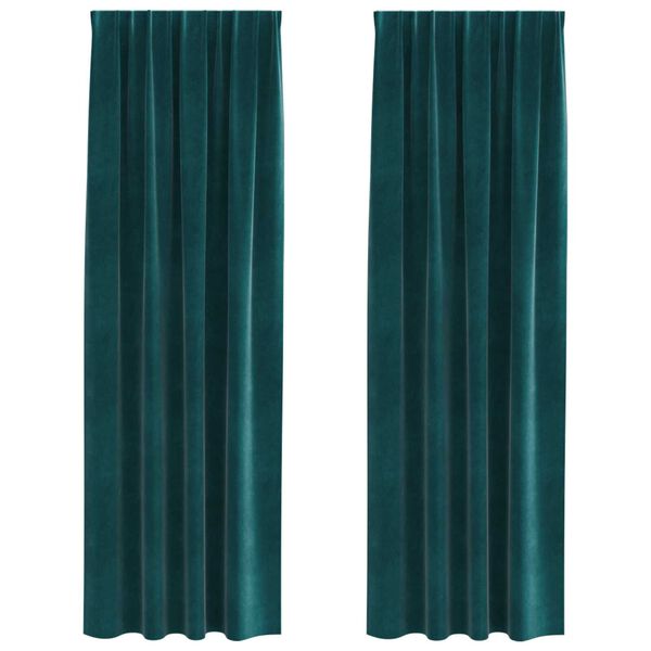 vidaXL Užtemdymo užuolaidos 2 pcs Tamsiai žalia 140 x 245 cm Aksomas