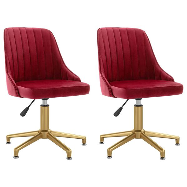 vidaXL Pasukamos valgomojo kėdės, 2vnt., vyno raudonos, aksomas