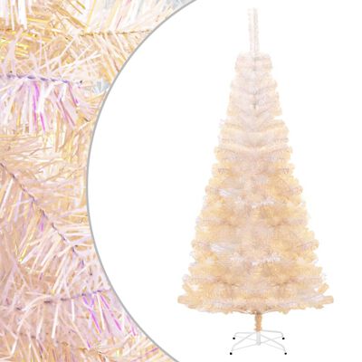 vidaXL Dirbtinė Kalėdų eglutė su spalvotom šakom, balta, 180cm, PVC