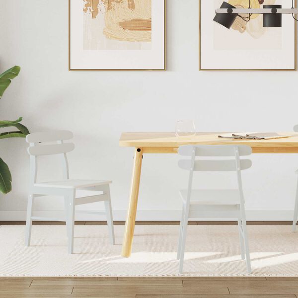 vidaXL Valgomasis krėslas 2 pcs Balta Kietas gumos medis